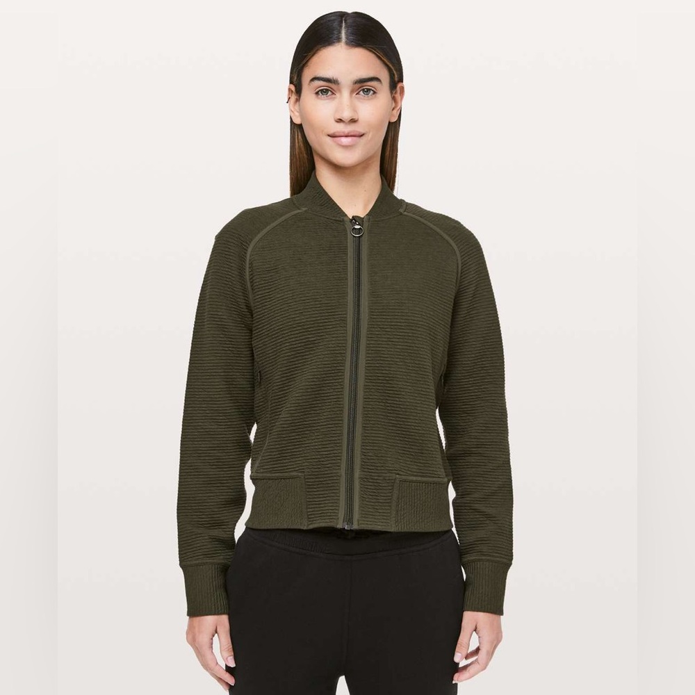 Lululemon, On Repeat Bomber, Dark Olive, size 2